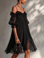 Vittoria | Mini robe noire en mousseline