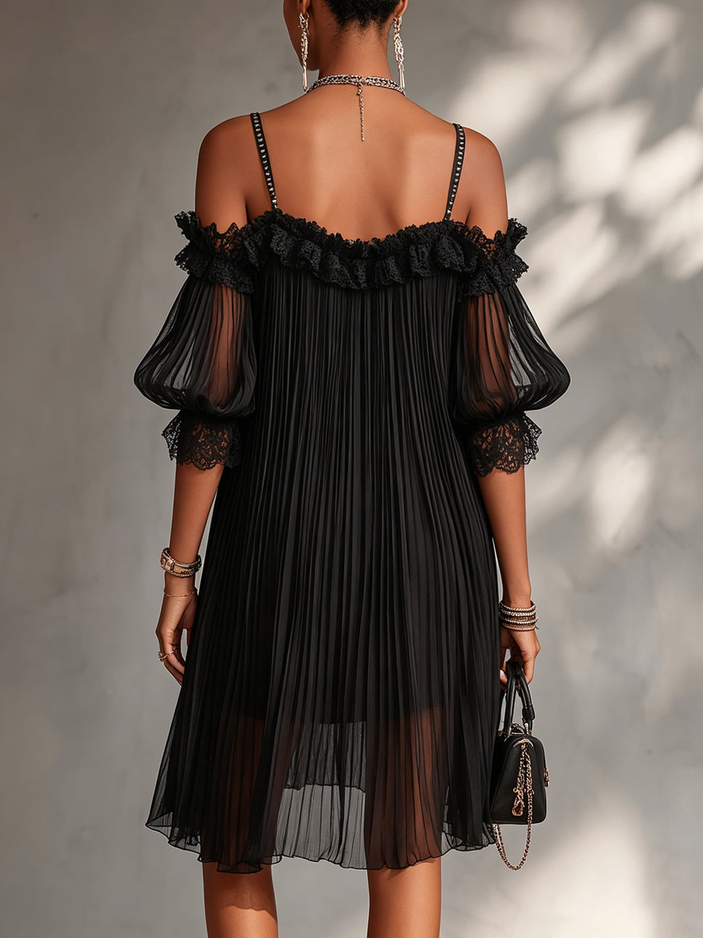 Vittoria | Mini robe noire en mousseline
