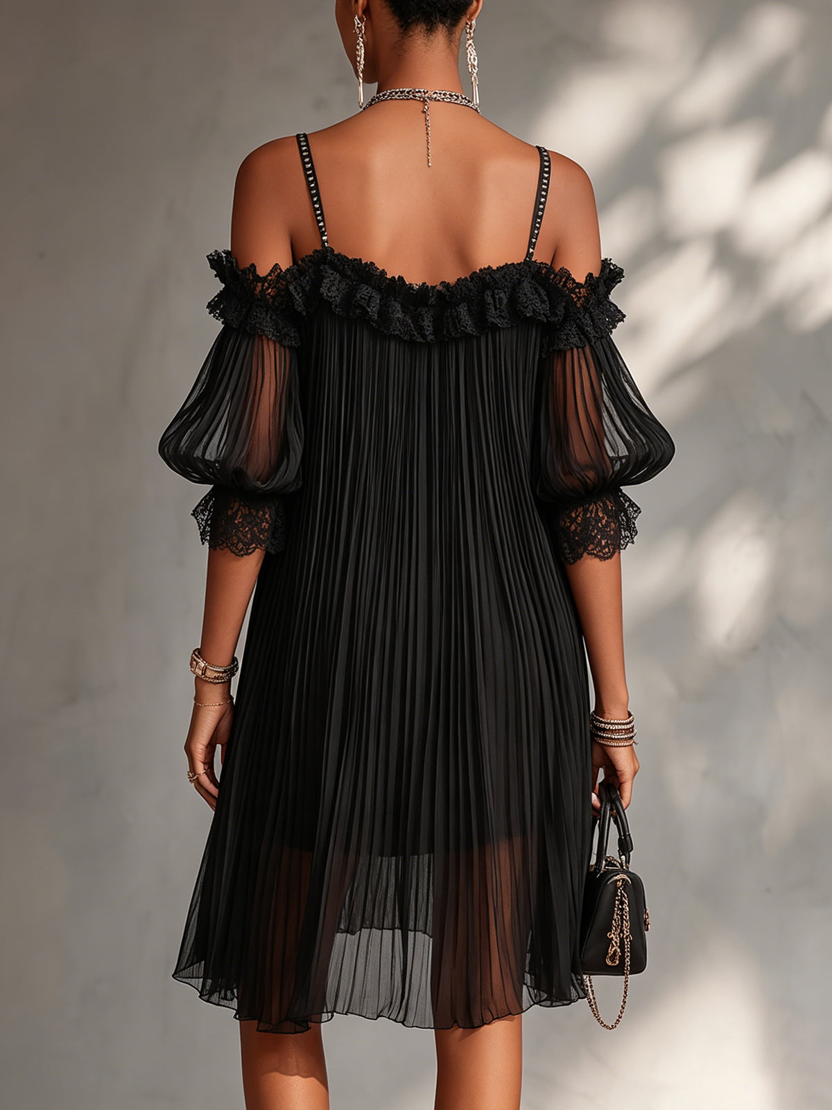 Vittoria | Mini robe noire en mousseline