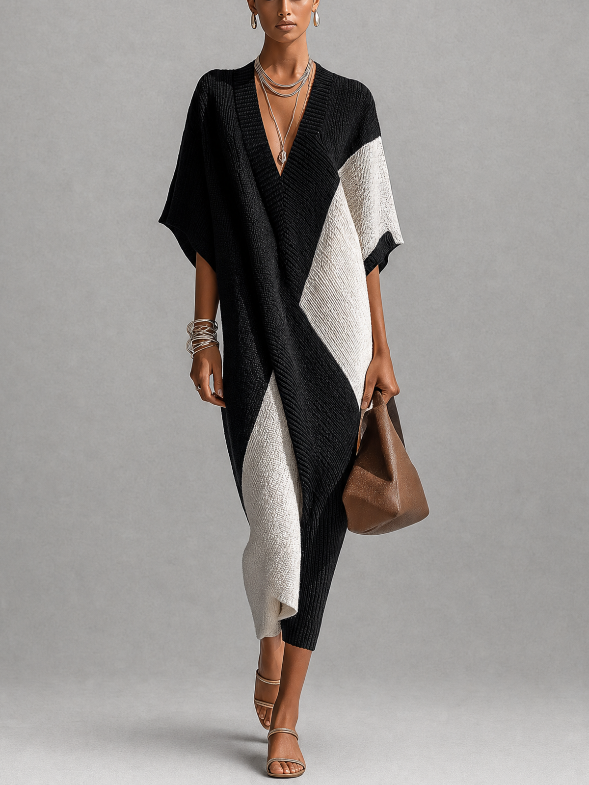 Vestido Midi Negro y Blanco