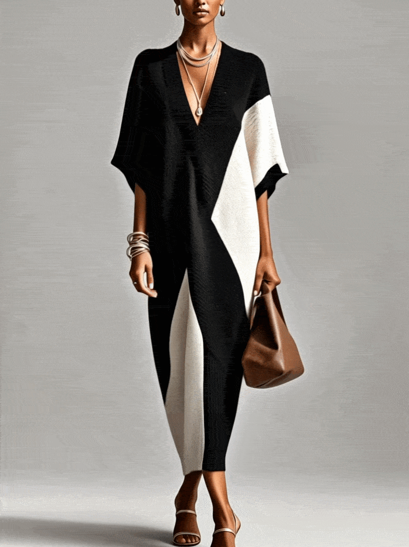 Vestido Midi Negro y Blanco