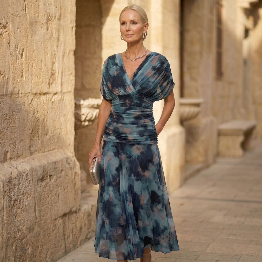 Aurelia – Robe aquarelle dans des tons de bleu