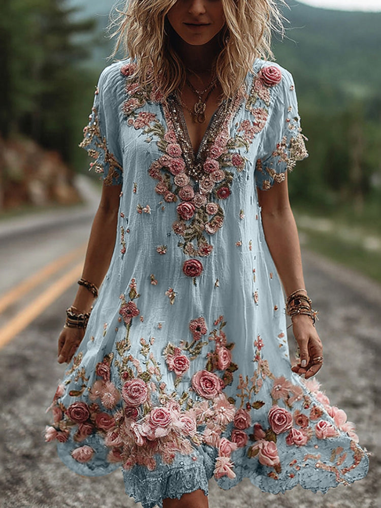 Robe courte à manches Ela
