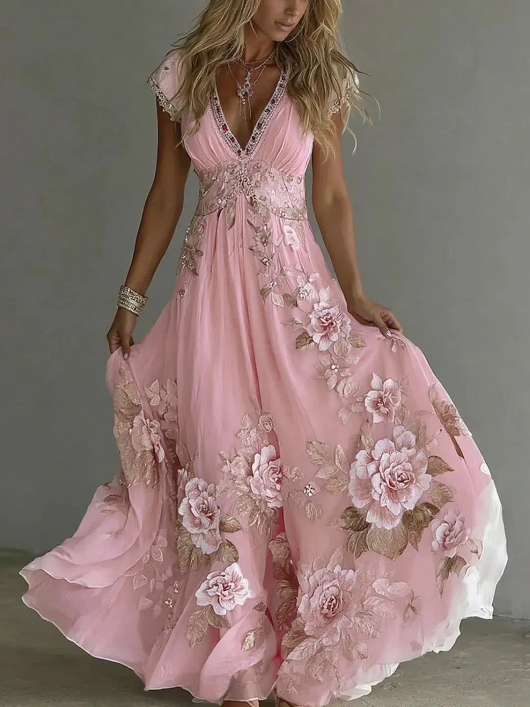 Robe en Chiffon à Décolleté