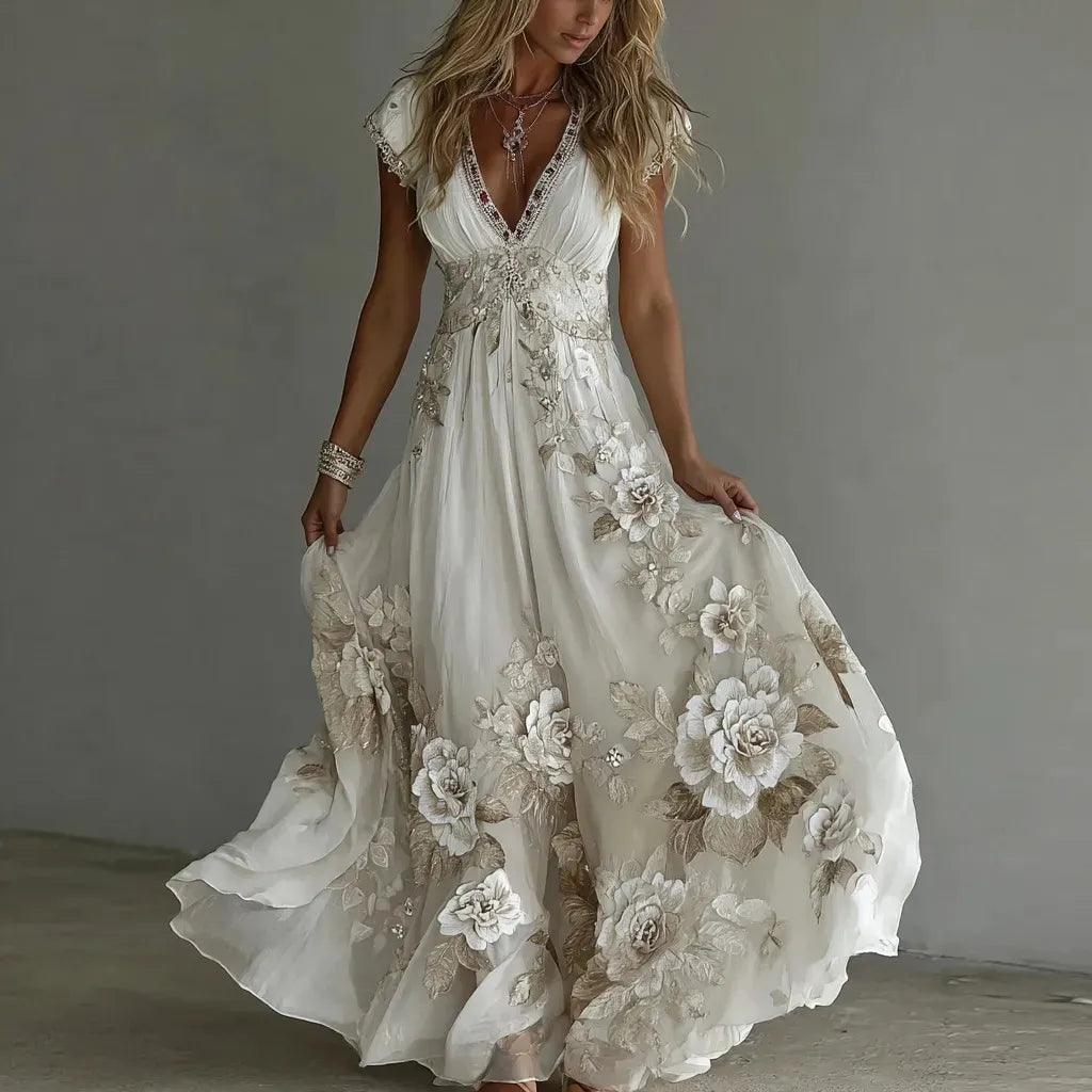 Robe en Chiffon à Décolleté
