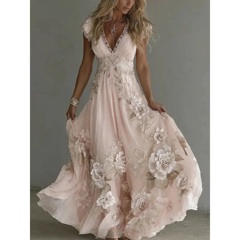Robe en Chiffon à Décolleté