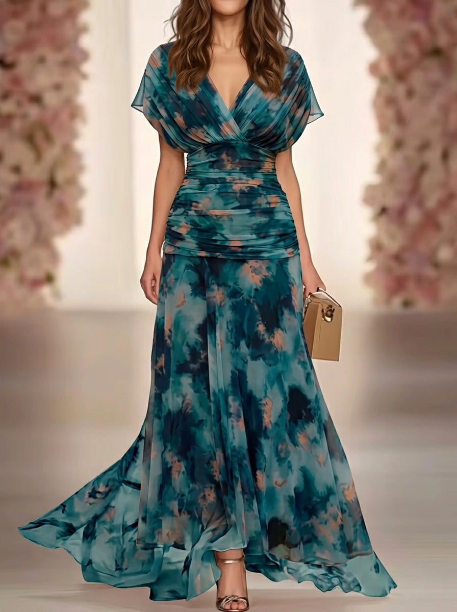 Aurelia – Robe aquarelle dans des tons de bleu
