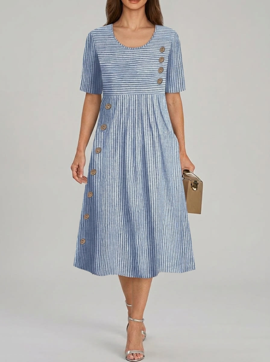 Eva Delune | Vestido Midi a Rayas Costera