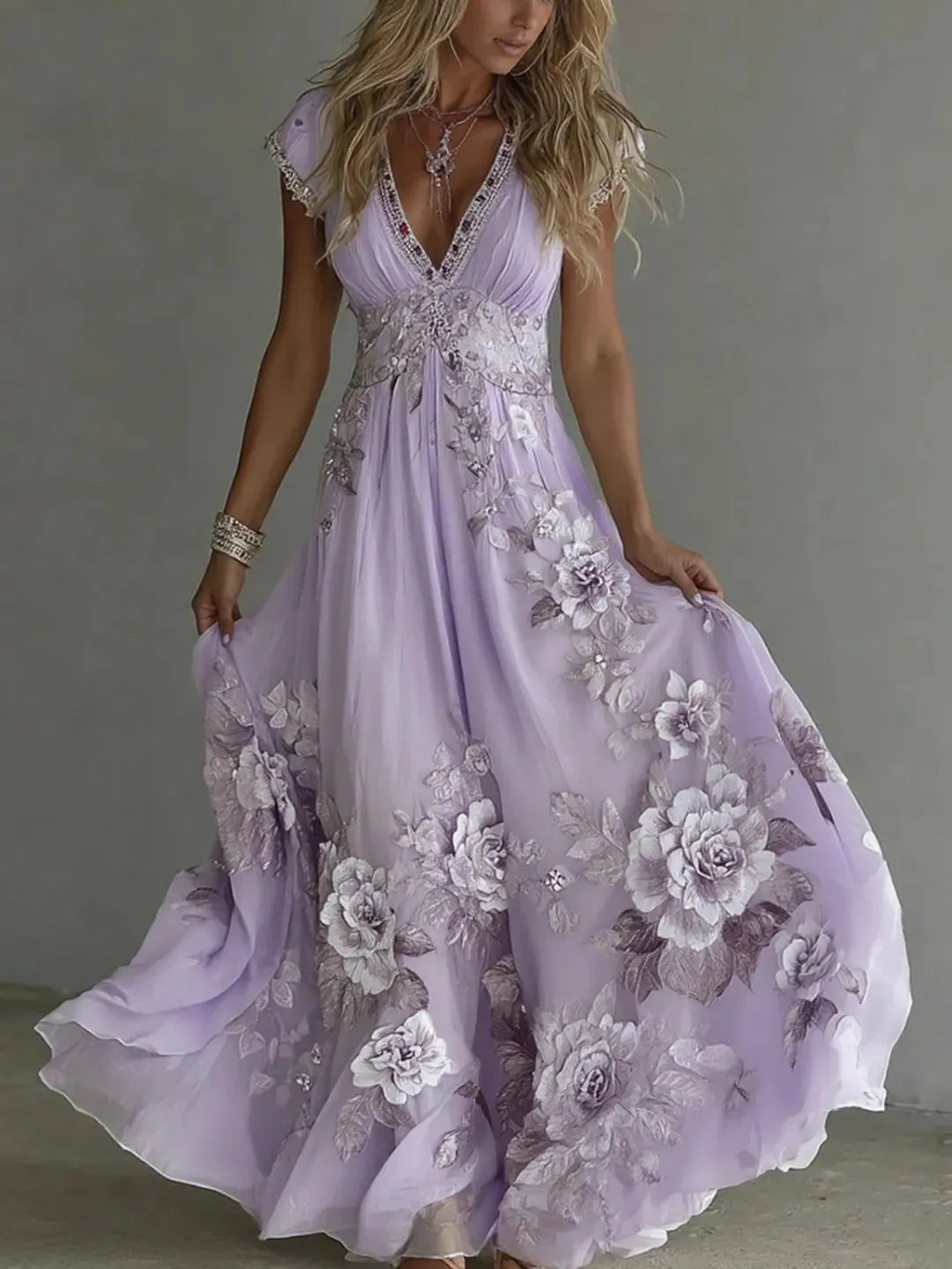 Robe en Chiffon à Décolleté