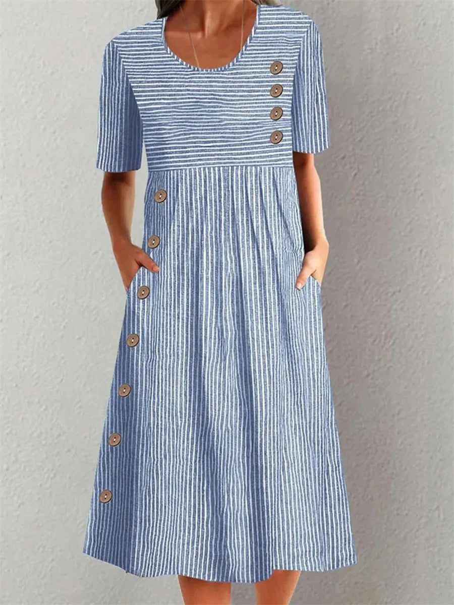 Eva Delune | Vestido Midi a Rayas Costera