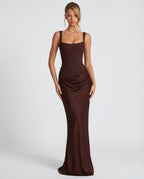 Robe Maxi Sablier Eva Marron