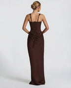 Robe Maxi Sablier Eva Marron