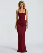 Robe Maxi Silhouette Sablier Bordeaux