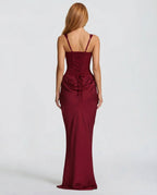 Robe Maxi Silhouette Sablier Bordeaux