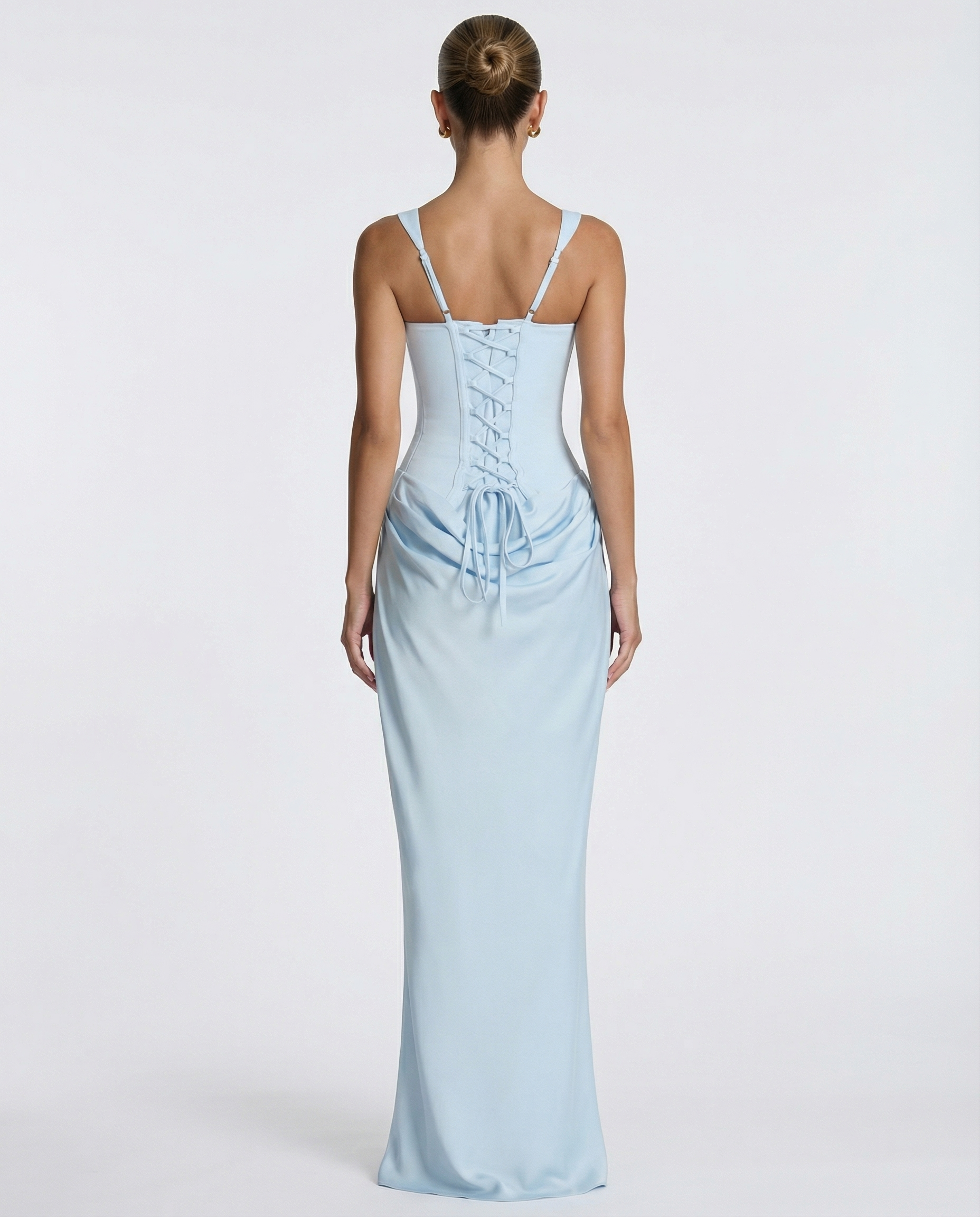 Robe Maxi Eva Silhouette Sablier Bleu Clair