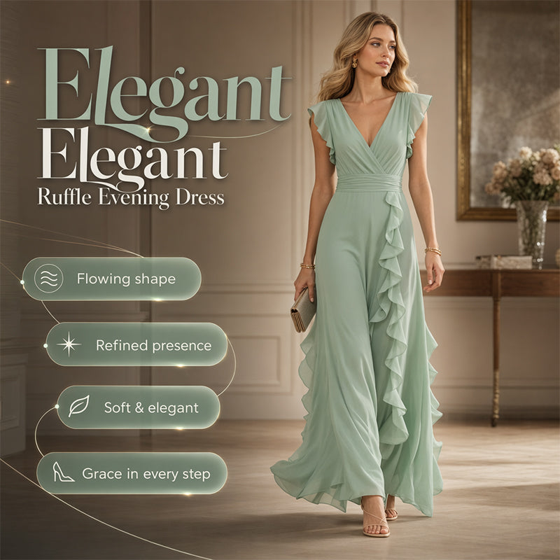 Robe Maxi Chiffon à Volants
