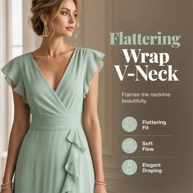 Robe Maxi Chiffon à Volants