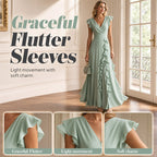 Robe Maxi Chiffon à Volants