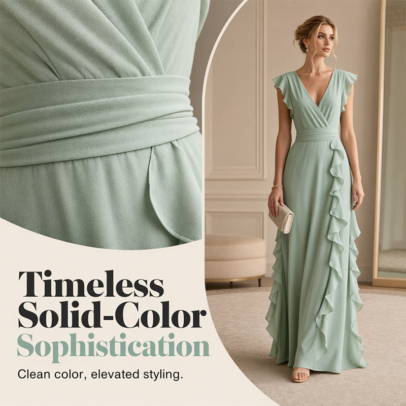Robe Maxi Chiffon à Volants
