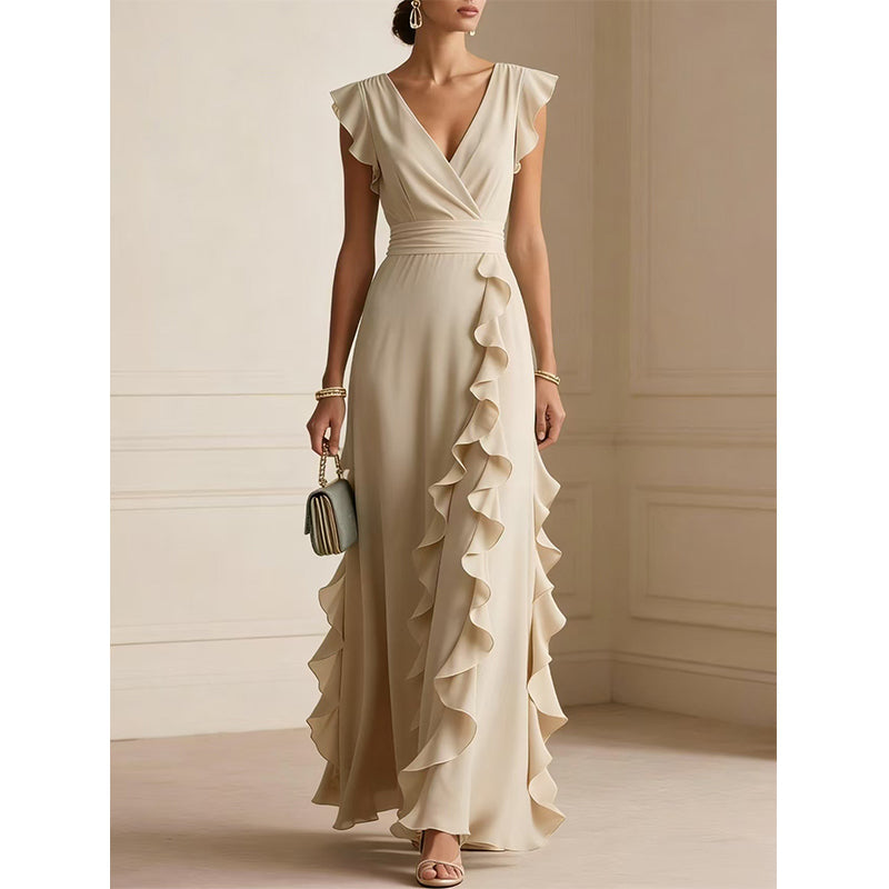 Robe Maxi Chiffon à Volants