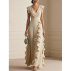 Robe Maxi Chiffon à Volants